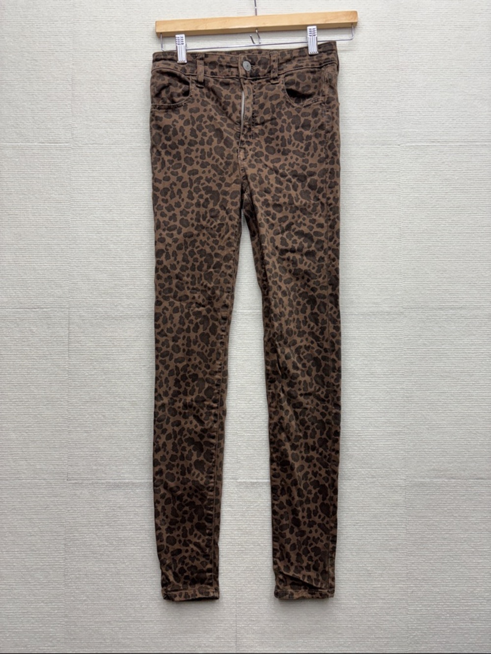 American Eagle | Leopard Print Skinny Jeans - Brown super high rise jegging 0